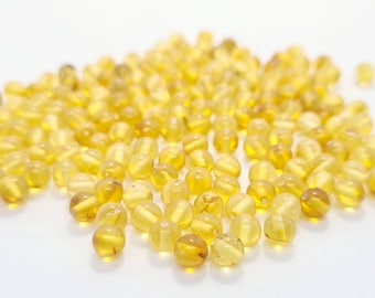 Natural baltic amber round  loose amber beads  Lemon Round 5mm 20pcs