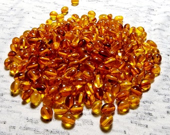 25-50 pcs Baltic Amber Loose/  Natural Baltic Amber / Amber beads/ Olive / Olive beads 4.5-6mm ---- 7.5-9mm / Honey/  #0289