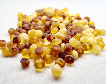 330 pcs 5.5-7mm  Baltic Amber Loose Natural Baltic Amber  Beads  RAW Yolk/Cognoc/Honey Mix #stock011