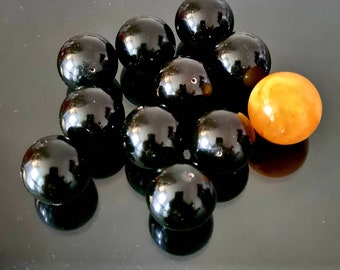 Natural baltic amber round  loose amber beads pressed 10 beads Dark Cherry/  1 bead Yolk colour #POK1
