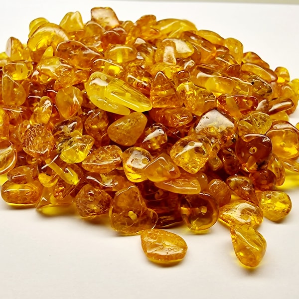 100 pcs Ambre de la Baltique en vrac, perles d'ambre de la Baltique, citron/miel