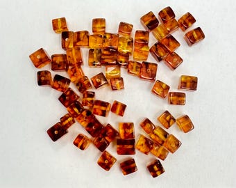 25-50 pcs Baltic Amber Loose Natural Baltic Amber  Cube Polish Cognac