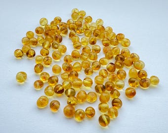 40-80 pcs Baltic Amber Loose/  Natural Baltic Amber / Amber beads/ beads 6-7.5mm / Light Honey