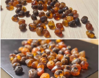 about 180 beads 20 Grams Cognac  Natural Baltic Amber Loose Beads With Holes 