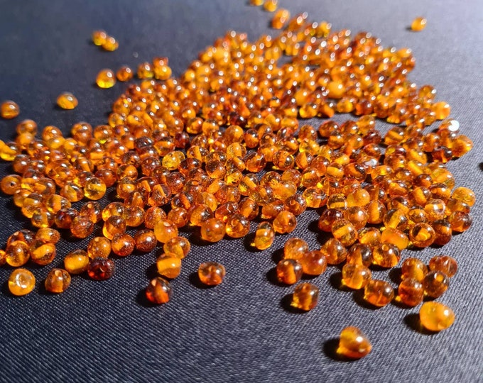 Featured listing image: 100 pcs Baltic Amber Loose Natural Baltic Amber  Beads cognac/ raw cognac