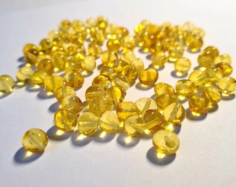 280pcs 6.5-8mm Baltic Amber Loose Natural Baltic Amber Beads Lemon #0169