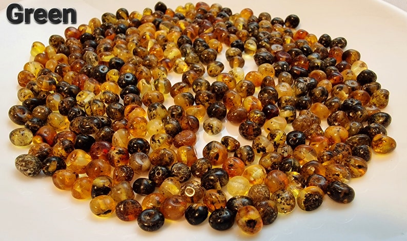 40-80 pcs Baltic Amber Loose/ Natural Baltic Amber / Amber beads/ beads 6-7.5mm / Cognoc / Mix 0214 Green