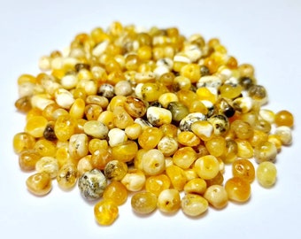 70-560pcs Baltic Amber Loose/  Natural Baltic Amber / Amber  beads/   beads 4.5-6mm /  Dark/Yolk #346