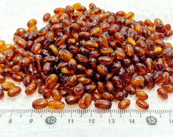 375 pcs Natural baltic amber cognac olive  Beads 4.5-6mm  #397