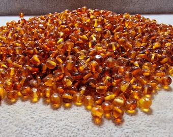 70-560pcs Baltic Amber Loose Natural Baltic Amber  Honey Flat beads