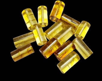 10-20 pcs Baltic Amber Loose Natural Baltic Amber  Pressed Tube Lemon/Honey