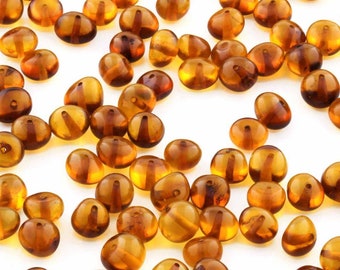 170pcs Baltic Amber Loose Natural Baltic Amber Beads Raw/Cognac