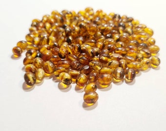 150 pcs Natural baltic amber cognac/dark Olive Beads #0280