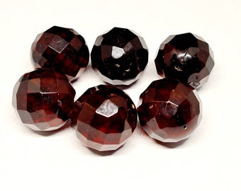 Natural baltic amber round  loose amber beads pressed FACET(7)  dark Cognac 19.5mm  1 - 20 pcs #0196