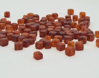 25-50 pcs Baltic Amber Loose Natural Baltic Amber  Cube Raw Cognac