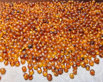 Natural Baltic Amber Loose Natural Baltic Amber Beads 5-6mm Honey/Dark 100gr