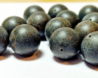 Natural baltic amber round  loose amber beads  pressed round 17mm Raw Dark  18pcs #362