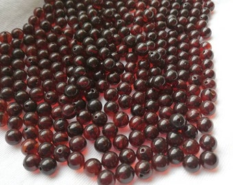 Natural baltic amber round  loose amber beads 20 pcs Cognac