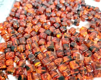 25-50 pcs Baltic Amber Loose Natural Baltic Amber  Cube Polish Cognac/Dark