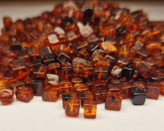 310 pcs Baltic Amber Loose/  Natural Baltic Amber / Amber  cube beads/ cube  beads 5-6.5mm / Cognoc Cube #341