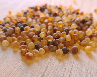 100 pcs Baltic Amber Loose Natural Baltic Amber  Beads RAW Mix