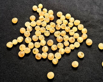 Baltic Amber Loose Natural Beads Light Raw/Lemon 6.5-8mm 40pcs  #0203