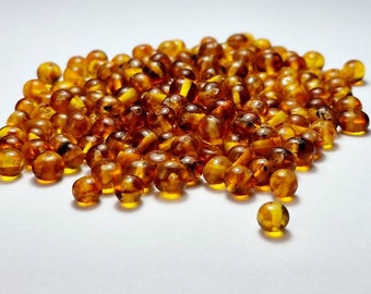 250 pcs Baltic Amber Loose/  Natural Baltic Amber / Amber  beads/   beads 5-6mm /  Light Cognoc #343