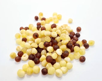 255 pcs Baltic Amber Loose Natural Baltic Amber  Beads 6-7.5mm RAW YOLK/COGNOC #PCS02
