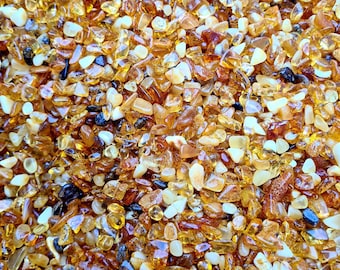 200 pcs Baltic Amber Loose Natural Baltic Amber  Beads SMALL FLAT mix without holes  #325
