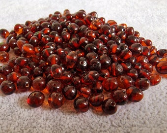 70-560 pcs Baltic Amber Loose/  Natural Baltic Amber / Amber beads/ beads 4.5-6mm / Dark Cognoc