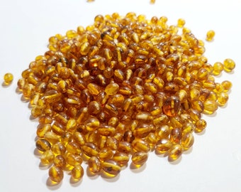 420 pcs Natural baltic amber cognac light /honey Olive Beads #0281