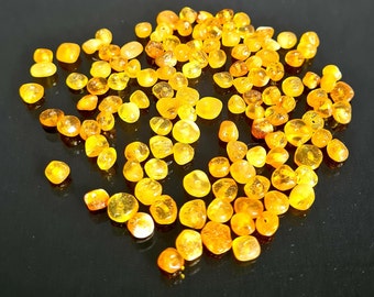 Natural baltic amber loose amber  Flat beads 50pcs 5.5 - 7 mm Lemon