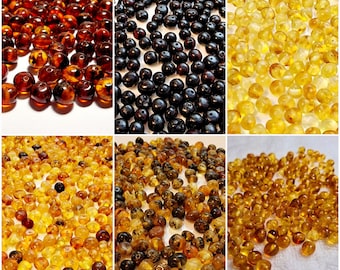 40-80 pcs Baltic Amber Loose/  Natural Baltic Amber / Amber beads/ beads 6-7.5mm / Cognoc / Mix #0214