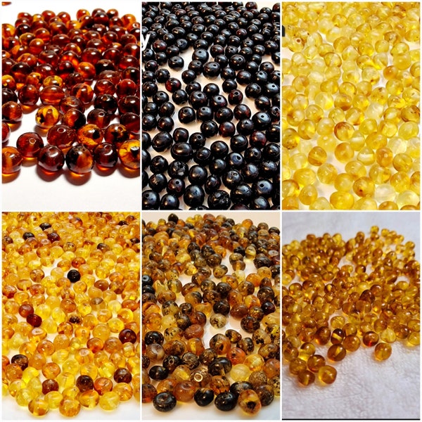 40-80 stuks Baltisch Amber Los / Natuurlijk Baltisch Amber / Amber kralen / kralen 6-7,5 mm / Cognoc / Mix #0214