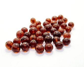 40-80 pcs Baltic Amber Loose/  Natural Baltic Amber / Pressed / Amber beads/ beads 6.5 - 8mm / Cognoc /Cherry