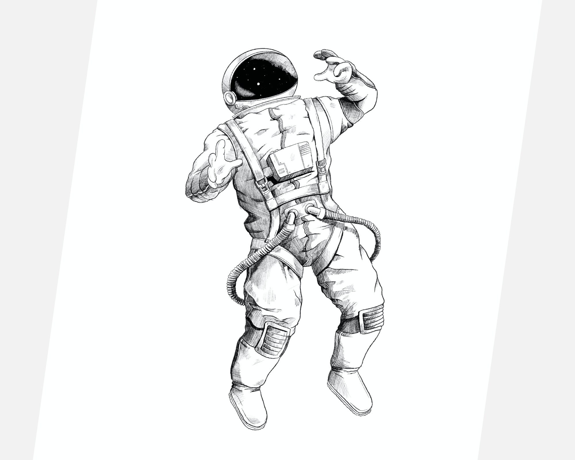 Astronaut Space Poster Sketch Drawing NASA Nerd | Etsy