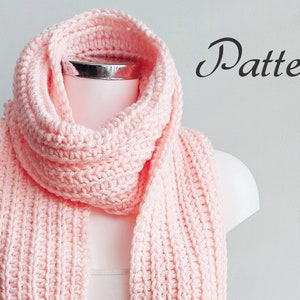 Pattern for crochet scarf, DIY crochet, PDF file for how to crochet a scarf, long scarf, Easy pattern, Men and woman scarf, bulky scarf image 1