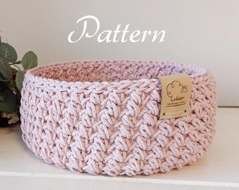 Crochet Round Basket Pattern, Modern Home Decor Storage Bin (PDF Download)