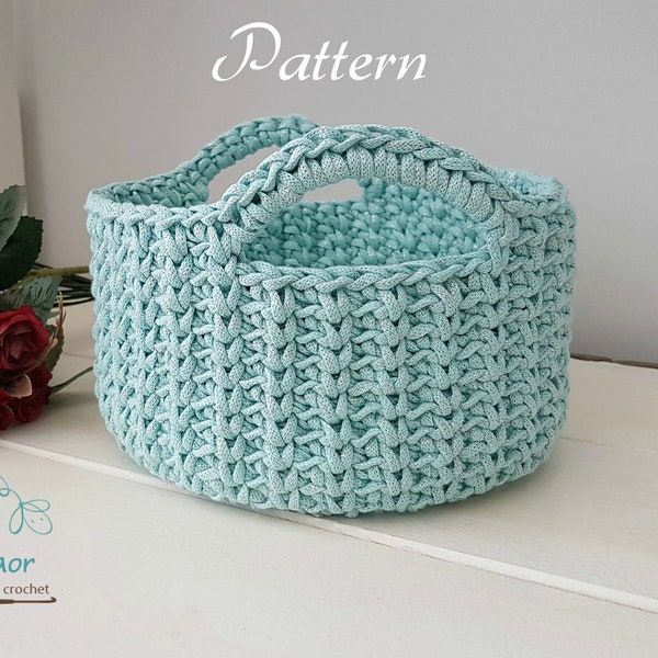 Pattern for crochet basket, crochet pattern, round basket, diy pattern, storage bin pattern, Noa basket pattern, sturdy basket