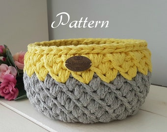 Pattern for crochet basket, crochet pattern, round basket, diy pattern, storage bin pattern, honey b basket pattern, sturdy basket