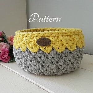 Pattern for crochet basket, crochet pattern, round basket, diy pattern, storage bin pattern, honey b basket pattern, sturdy basket