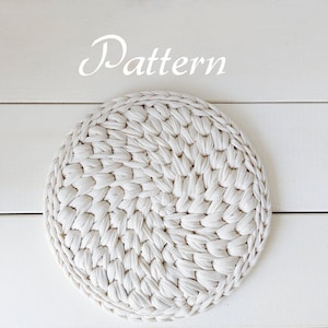 Crochet hot pad pattern, Pot coaster, quick pattern, round hot pad, crochet pattern, t-shirt yarn pattern, housewarming, 29cm,11.4" diameter