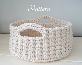 Crochet Basket Pattern: Round Lace Design, Sturdy Storage Bin (PDF Pattern)