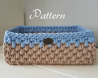 Crochet Rectangle Basket Pattern – DIY Storage Tutorial, Handmade Organizer, Step-by-Step Guide (PDF Pattern)