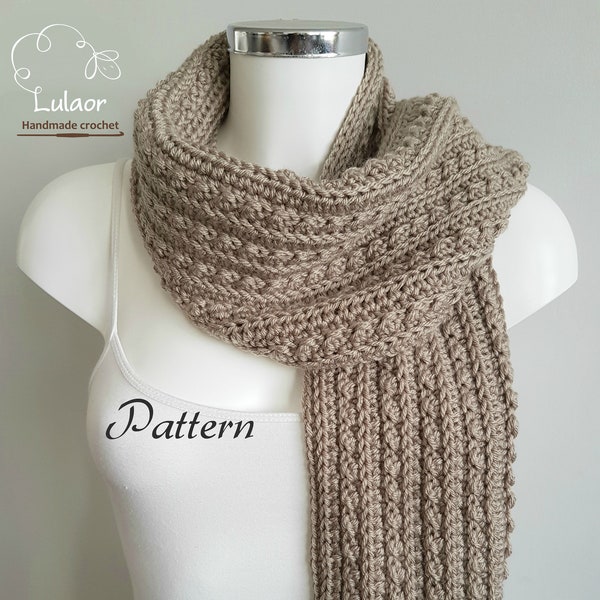 Pattern for crochet scarf, DIY crochet, PDF file for how to crochet a scarf, long scarf, Fringe scarf, Easy pattern, Men and woman scarf