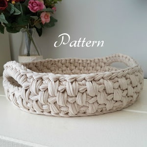 Pattern for crochet basket,crochet tshirt yarn basket pattern, crochet patterns, round basket pdf downlaod, easy crochet pattern,mika basket
