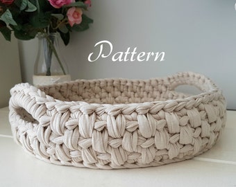 Crochet Basket Pattern: Easy Round T-Shirt Yarn Basket (PDF Download)
