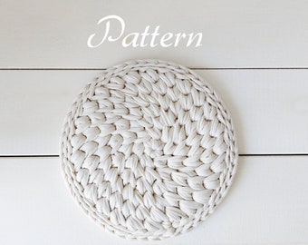 Crochet hot pad pattern, Pot coaster, quick pattern, round hot pad, crochet pattern, t-shirt yarn pattern, housewarming, 29cm,11.4" diameter