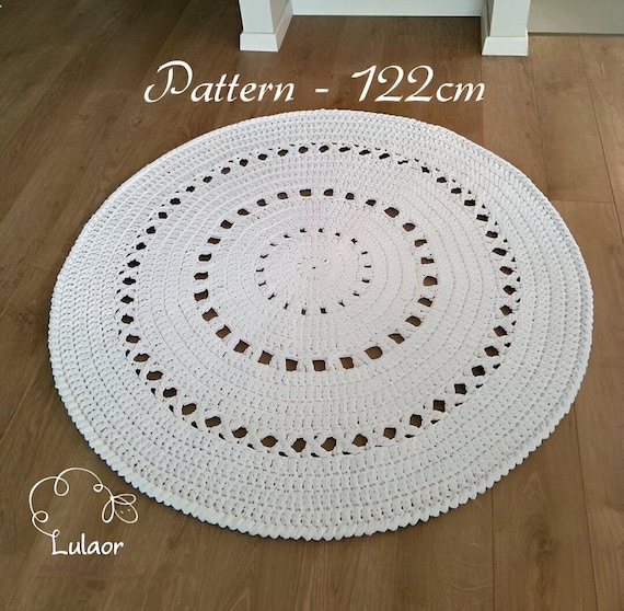 Crochet Floor Rug – Round Cotton Rug for Home, Nursery, Living Room, Perfect Cotton Floor Mat for Living Spaces (48"/122cm) (PDF File)