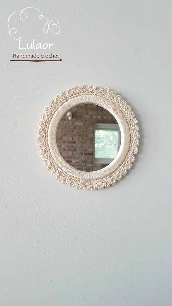 Crochet Mirror Small Round Wall, Small Round Mirror